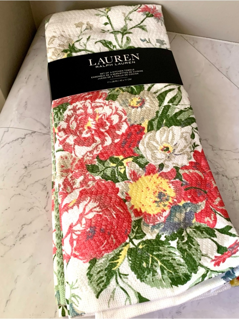 LAUREN RALPH LAUREN SET OF 3 KITCHEN TOWELS Size: 17 x 28 IN Floral